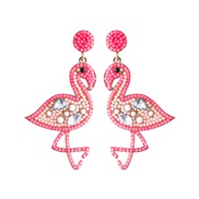 ( rose Red)occidental style cartoon creative personality beads Alloy diamond earrings fashion exaggerating Earring woman