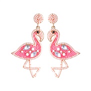 ( Pink)occidental style cartoon creative personality beads Alloy diamond earrings fashion exaggerating Earring woman