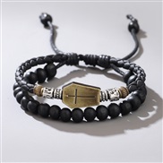 (QNW272  2)occidental style fashion personality creative weave beads man leather bracelet samll