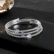 ( Silver) Rhinestone more circle fully-jewelled opening twining bangle gold silver color multilayer bride zircon bracel