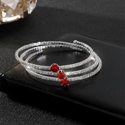 ( red) Rhinestone more circle fully-jewelled opening twining bangle gold silver color multilayer bride zircon bracelet