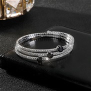 ( black) Rhinestone more circle fully-jewelled opening twining bangle gold silver color multilayer bride zircon bracelet
