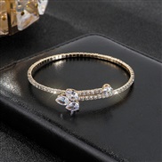 (1Pearl silvery ) opening elasticity bangle occidental style mosaic fully-jewelled zircon claw chain bracelet Rhineston