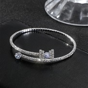 ( Silver)fully-jewelled bride bangle  row opening bow Rhinestone bracelet crystal bracelet woman