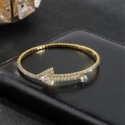 (3 Gold)occidental style zircon triangle diamond bangle  bride elasticity fully-jewelled bracelet  diamond