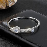 ( water drop Silver)occidental style drop embed zircon bangle opening Rhinestone bride elasticity fully-jewelled diamon