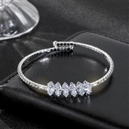 ( Silver1)occidental style brilliant bronze embed Zirconium bangle crystal claw chain opening row luxurious fully-jewel