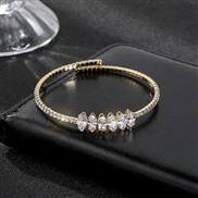 ( Gold1)occidental style brilliant bronze embed Zirconium bangle crystal claw chain opening row luxurious fully-jewelled