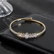( Gold2)occidental style brilliant bronze embed Zirconium bangle crystal claw chain opening row luxurious fully-jewelled