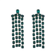 ( green)occidental style exaggerating diamond long style tassel earrings woman high personality trend same style ear st