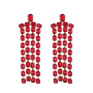 ( red)occidental style exaggerating diamond long style tassel earrings woman high personality trend same style ear stud