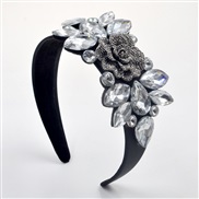 ( Silver)  occidental style luxurious embed glass diamond flowers Headband woman retro Headband width