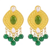 ( green)E occidental style retro exaggerating geometry tassel earrings  wind temperament geometry resin samll Alloy Ear