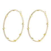 ( Gold)E occidental style fashion exaggerating flash diamond star earrings  brief temperament claw chain series big cir
