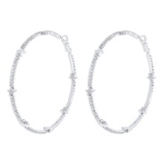 ( White K)E occidental style fashion exaggerating flash diamond star earrings  brief temperament claw chain series big 