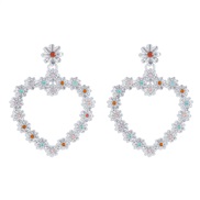 ( White K)E occidental style exaggerating fully-jewelled love flowers earrings  wind elegant color geometry Alloy Earri