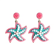 ( blue)occidental styleins brief personality wind starfish beads Alloy earrings woman summer day Earring