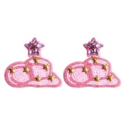 ( Pink) summer occidental style Cowboy Five-pointed star handmade Cloth beads earring personality Earring woman