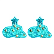 ( blue) summer occidental style Cowboy Five-pointed star handmade Cloth beads earring personality Earring woman