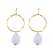 ( white) occidental style fashion brief Irregular geometry Round resin pendant Alloy earring temperament all-Purpose