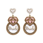 ( white)occidental style new creative beads Alloy diamond earrings fashion personality Wordride bride earrings woman