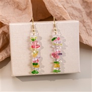 (E3436 1)summer day sweet color Irregular gravel beads earrings  more small fresh long style Earring earring