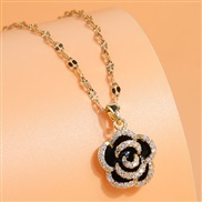 Korean style fashionOL concise bronze embed Zirconium rose gold personality lady necklace