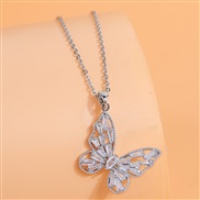 Korean style fashionOL concise bronze embed Zirconium butterfly personality lady necklace