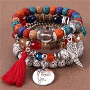 fashion concise wings tassel English multilayer temperament woman bracelet