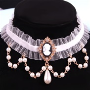 occidental style fashion lace Pearl flowers gem accessories temperament necklace chain