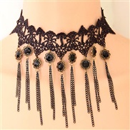 occidental style fashion lace retro flowers gem tassel temperament necklace chain