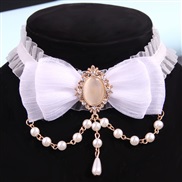 occidental style fashion lace Opal Pearl flowers gem accessories temperament necklace chain