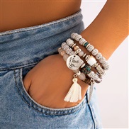 fashion concise wings tassel English multilayer temperament woman bracelet