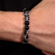 fashion concise black white glass man bracelet