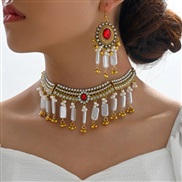 occidental style fashion concise Metal flash diamond Shells accessories necklace earrings set