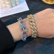 (+zircon )occidental style high-end luxurious chain bracelet bronze gold plated embed zircon bracelet fashion
