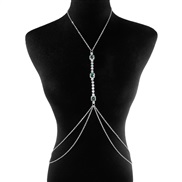 ( White K+green )occidental style fashion diamond gem chain  brief Double layer chain woman