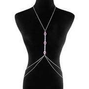 ( White K+ rose Red)occidental style fashion diamond gem chain  brief Double layer chain woman