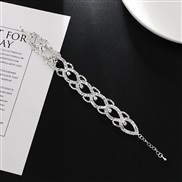 ( Silver) occidental style flash diamond claw chain width bracelet Rhinestone stage bracelet bride