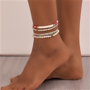 (FZ 371baise)F occidental style more Anklet woman fashion beads Pearl summer Bohemia Anklet