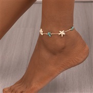 (FZ 366haixing)F occidental style woman summer Anklet starfish turquoise creative handmade Bohemia foot
