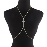 ( Gold)occidental style chain woman  fashion flash diamond claw chain cross chain Street Snap