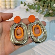 (E 1391  Orange)Japan and Koreains wind brief fashion geometry Round earrings woman  samll personality all-Purpose earr