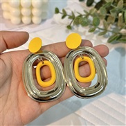 (E 1391  yellow)Japan and Koreains wind brief fashion geometry Round earrings woman  samll personality all-Purpose earr