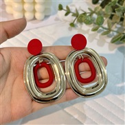 (E 1391  red)Japan and Koreains wind brief fashion geometry Round earrings woman  samll personality all-Purpose earring
