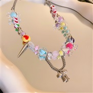 ( Color necklace)sweet candy colors love Acrylic necklace fashion temperament high clavicle chain woman