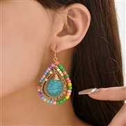 ( Color)occidental style Bohemia geometry beads turquoise earrings woman ins creative personality drop earring