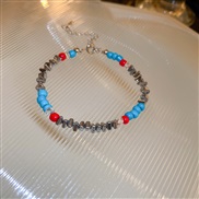 (2  Bracelet  blue  Style 2)blue beads silver splice bracelet personality creative fashion brief sweet wind