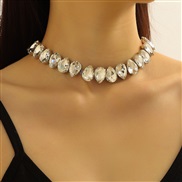 ( Silver  white)color diamond drop geometry necklace fashion temperament high clavicle chain personality woman