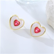 ( white)occidental style fashion Earring Rhinestone embed color zircon earrings heart-shaped lady ear stud
